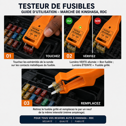 Testeur de fusible auto — Détection instantanée des pannes