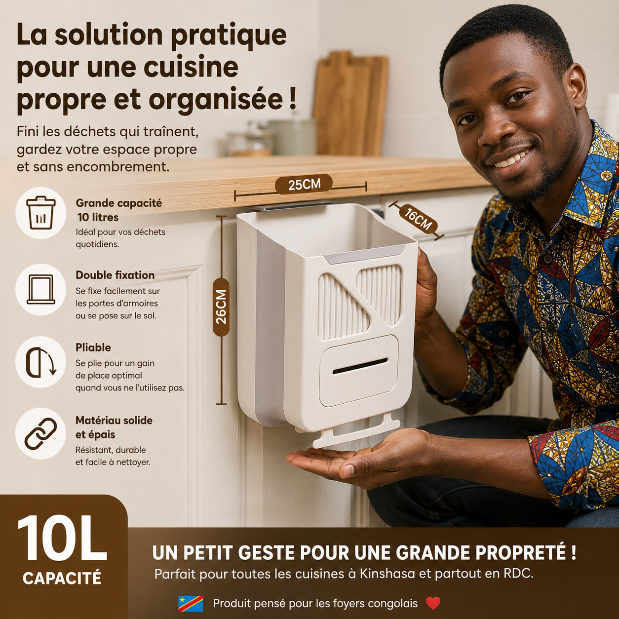 Poubelle Suspendue Pliable — Gagnez de la place, cuisine propre