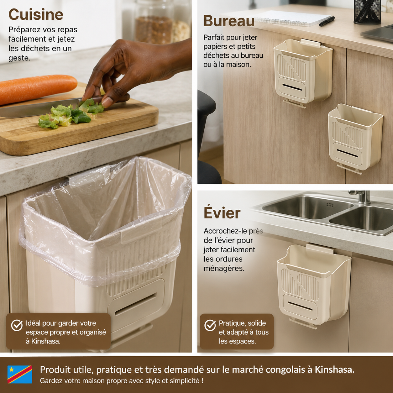 Poubelle Suspendue Pliable — Gagnez de la place, cuisine propre