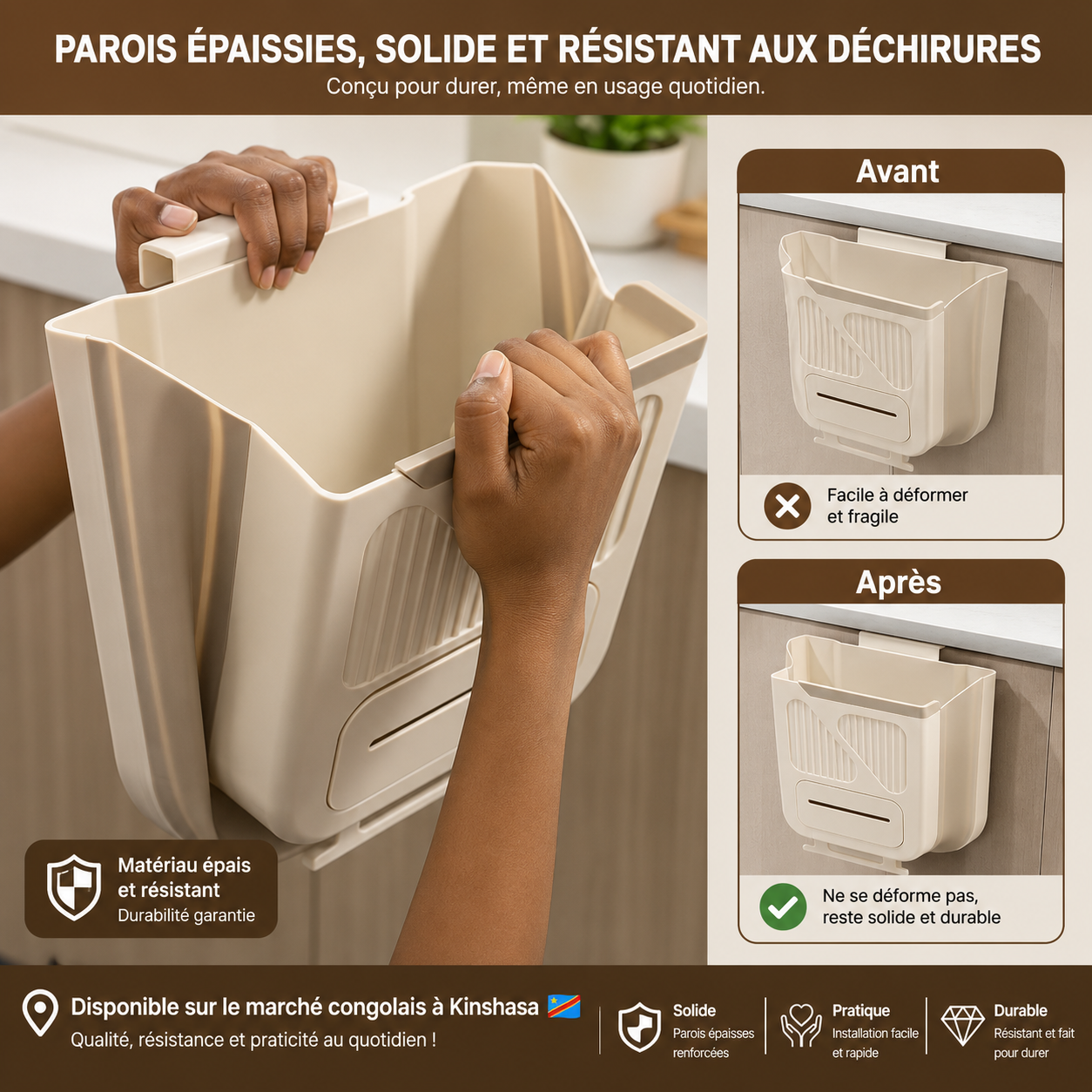 Poubelle Suspendue Pliable — Gagnez de la place, cuisine propre