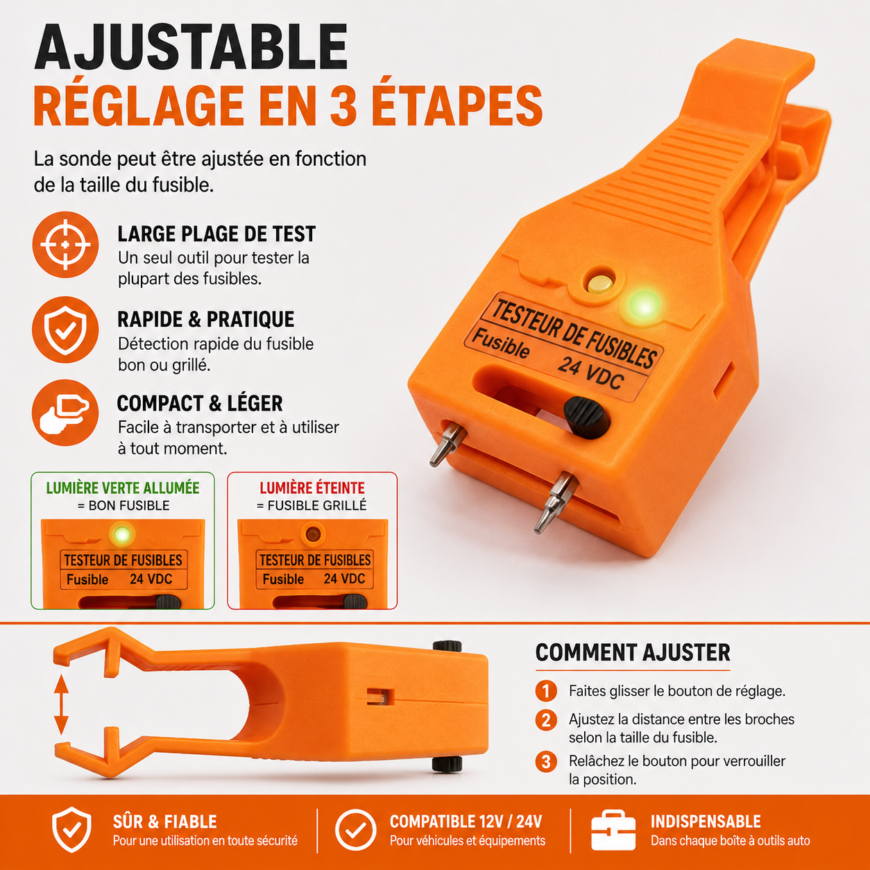 Testeur de fusible auto — Détection instantanée des pannes