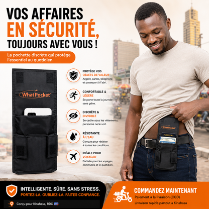WhatPocket — La ceinture portefeuille qui protège ton argent et simplifie tes déplacements à Kinshasa